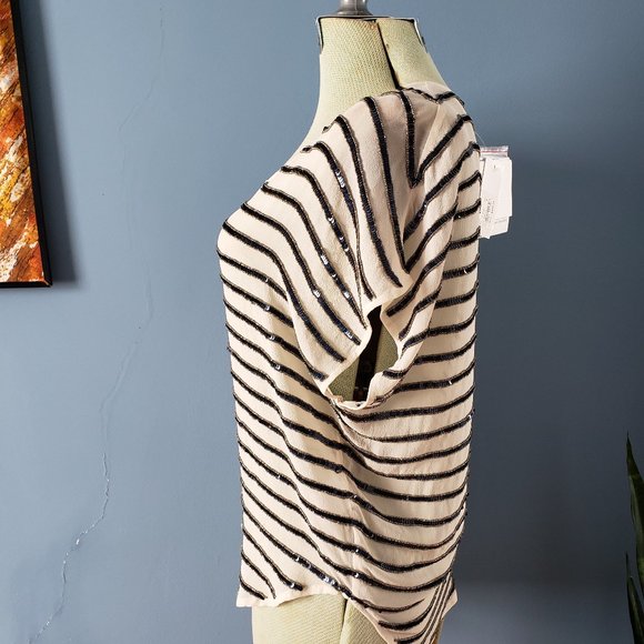 Joie "Jaden" Striped Sequin Top/Sz Small - Picture 3 of 10
